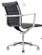Fauteuil moyen dossier PURE, piétement 5 branches aluminium poli sur roulettes