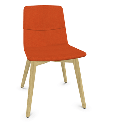 VISITEURS ET FONCTIONNELS - 4 Pieds - MELODY chaise 4 pieds bois. face intérieure tissu STEP orange face extérieure tissu step mélange coloris orange piétement frêne brun