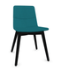 MELODY chaise 4 pieds bois. face intérieure tissu STEP turquoise face extérieure tissu step mélange coloris turquoise piétement noir