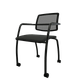 Diva - Chaise dos résille- piétement 4 pieds sur roulettes laqué noir (A).Assise tissu Bondai Noir (8033)