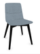 MELODY chaise 4 pieds bois. face intérieure tissu STEP mélange bleu chiné face extérieure tissu step mélange coloris bleu chiné piétement noir