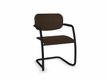 DIVA fauteuil dos tissu. piétement luge laqué noir assise et dossier vinyle RNN coloris marron