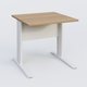 K1 Plateau droit 80x80 avec voile de fond métal. Plateau Noyer et pietement Blanc