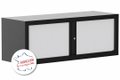Armoire rehausse H44xL120cm coffre noir grainé/rideaux blanc