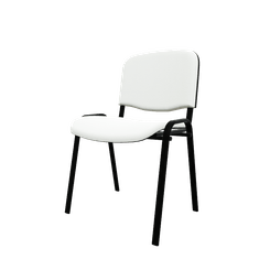 VISITEURS ET FONCTIONNELS - 4 Pieds - Joker Eco - Chaise piétement 4 pieds laqué noir (Noir).Assise et dossier tissu Vinyle V1 Blanc (VNL)