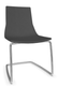 KI chaise de conférence moyen dossier. piétement luge chromé FINITION SIMILI CUIR NOIR