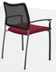 OMNIA Fauteuil 4 pieds finition chromée, dos résille coloris noir, assise Tissu framboise coloris WM111
