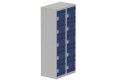 Vestiaire multicases, 2 colonnes L.80cm/10 cases, coffre gris clair/portes bleu foncé