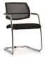 DIVA fauteuil dos résille. piétement luge chromé assise tissu BONDAI coloris noir dossier résille coloris noir