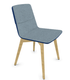 MELODY chaise 4 pieds bois. face intérieure tissu STEP GRIS face extérieure tissu step mélange coloris bleu piétement frêne brun