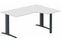 k1 Poutre - Plan compact 90° asymétrique 180x120x80 / 60cm, pied de soutien sous retour à droite -Finitions : PLATEAUX: BLANC (BL) / PIETEMENTS: ANTHRACITE (AN)