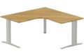 K1 - Plan compact 90° symétrique sur poutre 160x160x80 / 80 -Finitions : PLATEAUX: NOYER (NO) / PIETEMENTS: ALUMINIUM (AL)