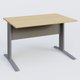 K1 Plateau droit 120x80 avec voile de fond métal. Plateau Chêne clair et pietement Aluminium