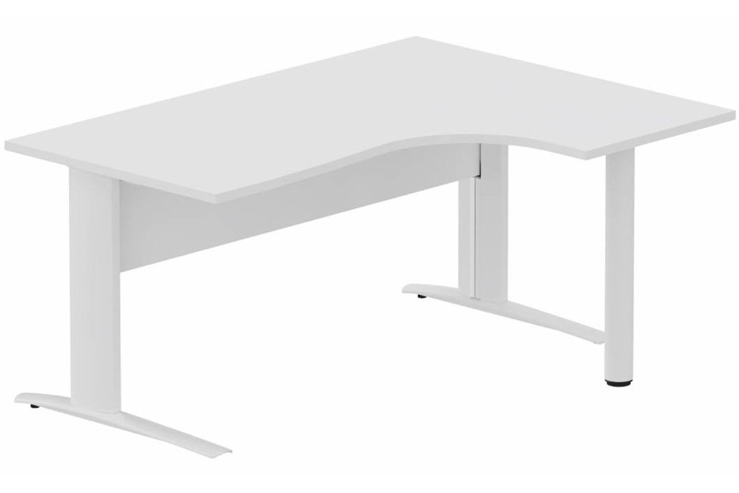 K1 VDF BOIS Compact 90° asymétrique 180x120x80/60cm retour à droite sur pied de soutien blanc/blanc - sur délai