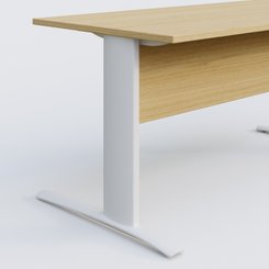 Gamme K1 - Plans droits - K1 Plateau droit 160x80 avec voile de fond bois. Plateau Chêne clair et pietement Blanc