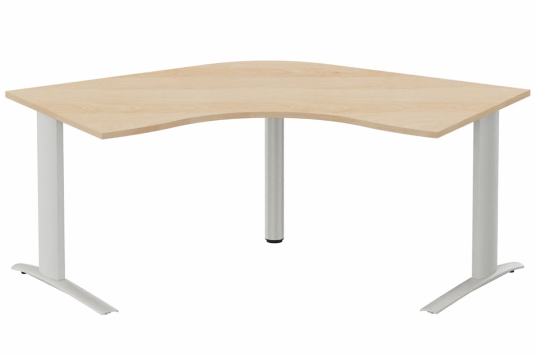 Bureau 120° symétrique, 120x120/80cm, Hêtre/Aluminium