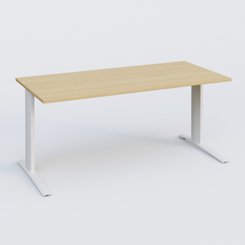 Gamme K1 - Plans droits - K1 Plateau droit 160x80 pieds fixe. Plateau Chêne clair et pietement Blanc
