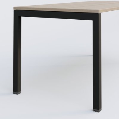Gamme K3 - Plans droits - K3 Plateau droit 100x60 pieds fixe. Plateau Acacia et pietement Noir Grainé.