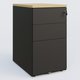 Caisson hauteur de bureau métalique 3 tiroirs avec top de finition, profondeur 60cm. Plateau Chêne clair et caisson Noir.
