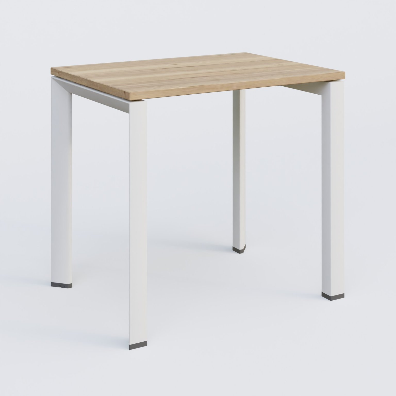 K7 plan droit 80*60 sur pieds fixe. Plateau Chêne naturel et pietement Blanc