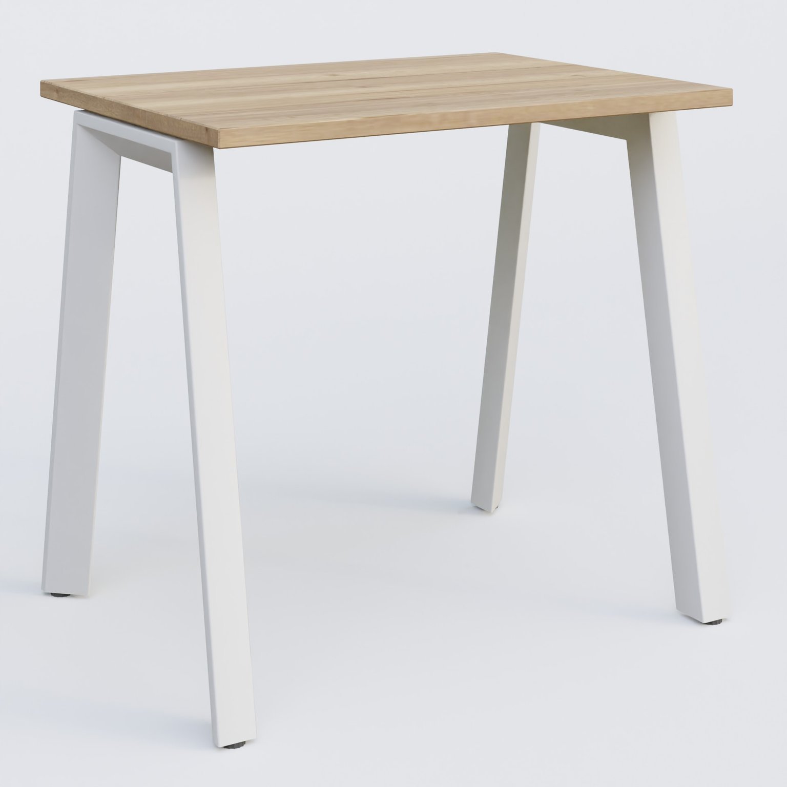 K8 plan droit 80*60 sur pieds fixe. Plateau Chêne naturel et pietement Blanc