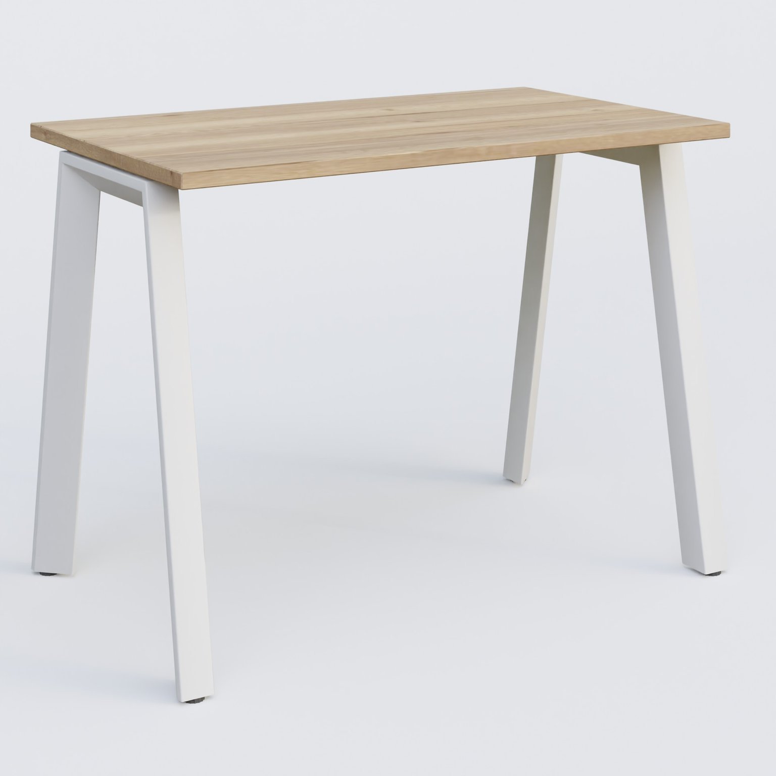 K8 plan droit 100*60 sur pieds fixe. Plateau Chêne naturel et pietement Blanc