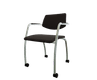 Diva - Chaise piétement 4 pieds sur roulettes chrome (CH).Assise et dossier tissu Bondai Brun Foncé (2036)