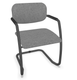 DIVA fauteuil dos tissu. piétement luge laqué noir assise et dossier tissu STEP coloris gris clair chiné