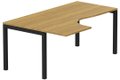 K3- Plan compact 90° asymétrique 180x120x80/60cm sur pied de soutien - retour à gauche -Finitions : PLATEAUX: NOYER (NO) / PIETEMENTS: NOIR GRAINE MAT (NG)