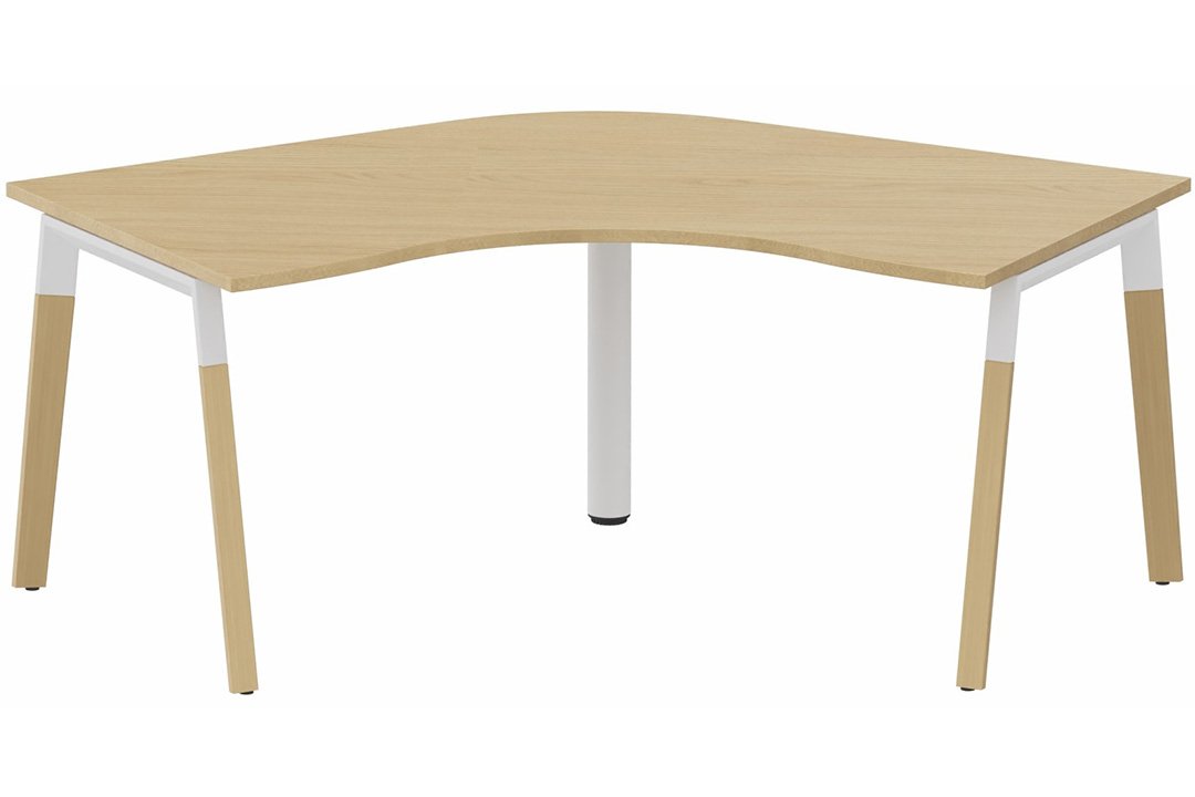 K8Wood Plan compact 120° symétrique 120x120x80x80 -Finitions = Plateau : chêne /Piétements : Blanc / Bois
