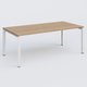 K7 plan droit 200*100 sur pieds fixe. Plateau Noyer et pietement Blanc