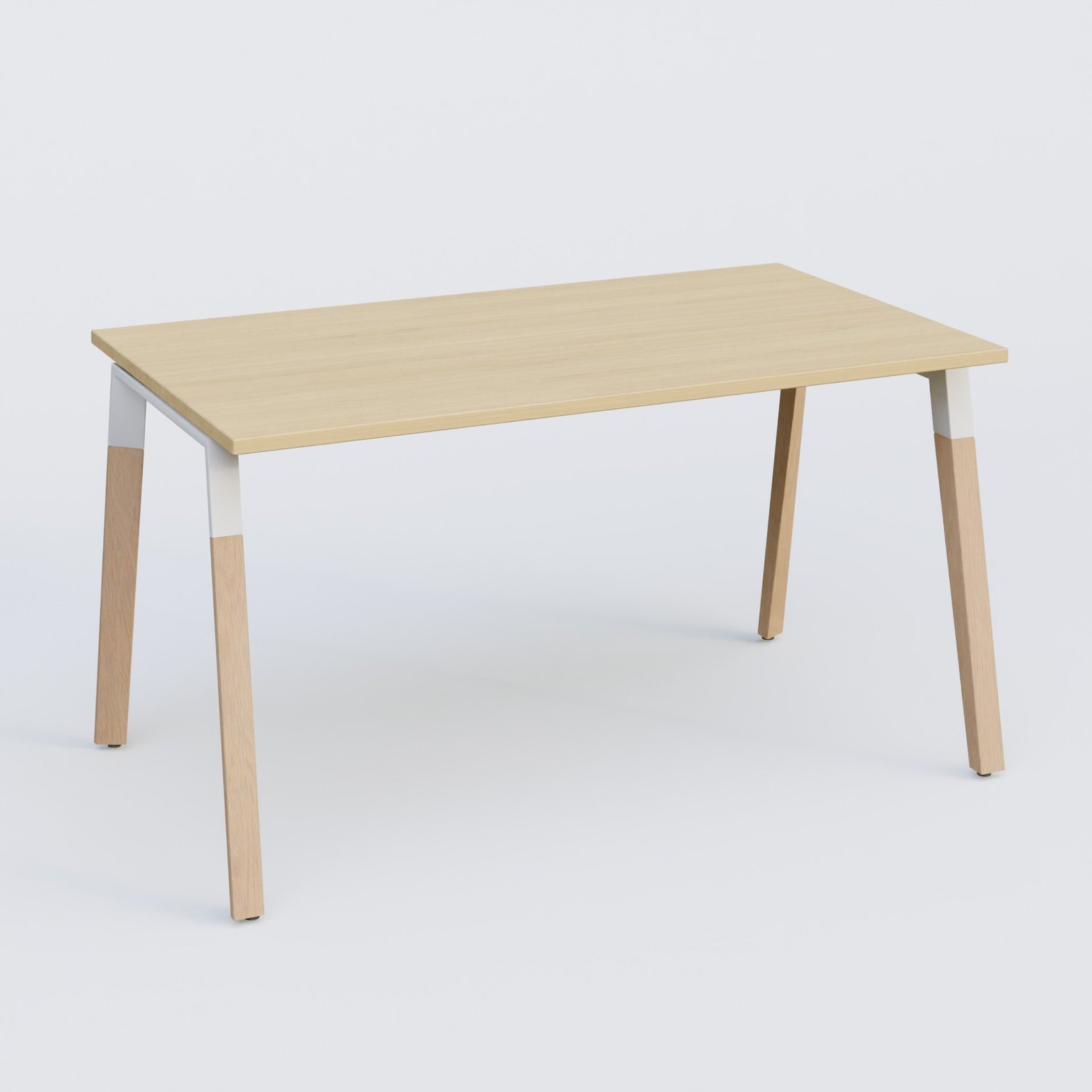 K8 WOOD plan droit 140x80cm, plateau CHENE, structure blanche/wood