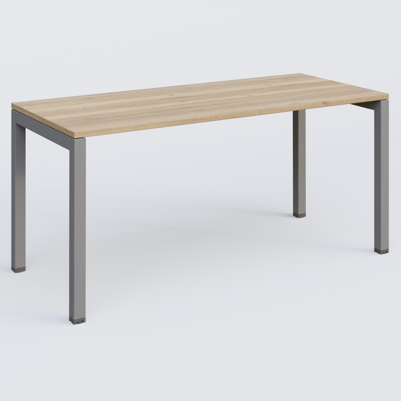 K3 Plateau droit 160x70 pieds fixe. Plateau Chêne naturel et pietement Aluminium.