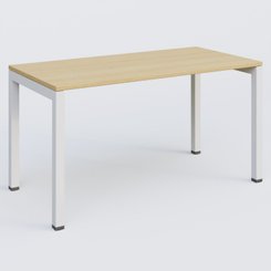 Gamme K3 - Plans droits - K3 Plateau droit 140x70 pieds fixe. Plateau Chêne clair et pietement Blanc.