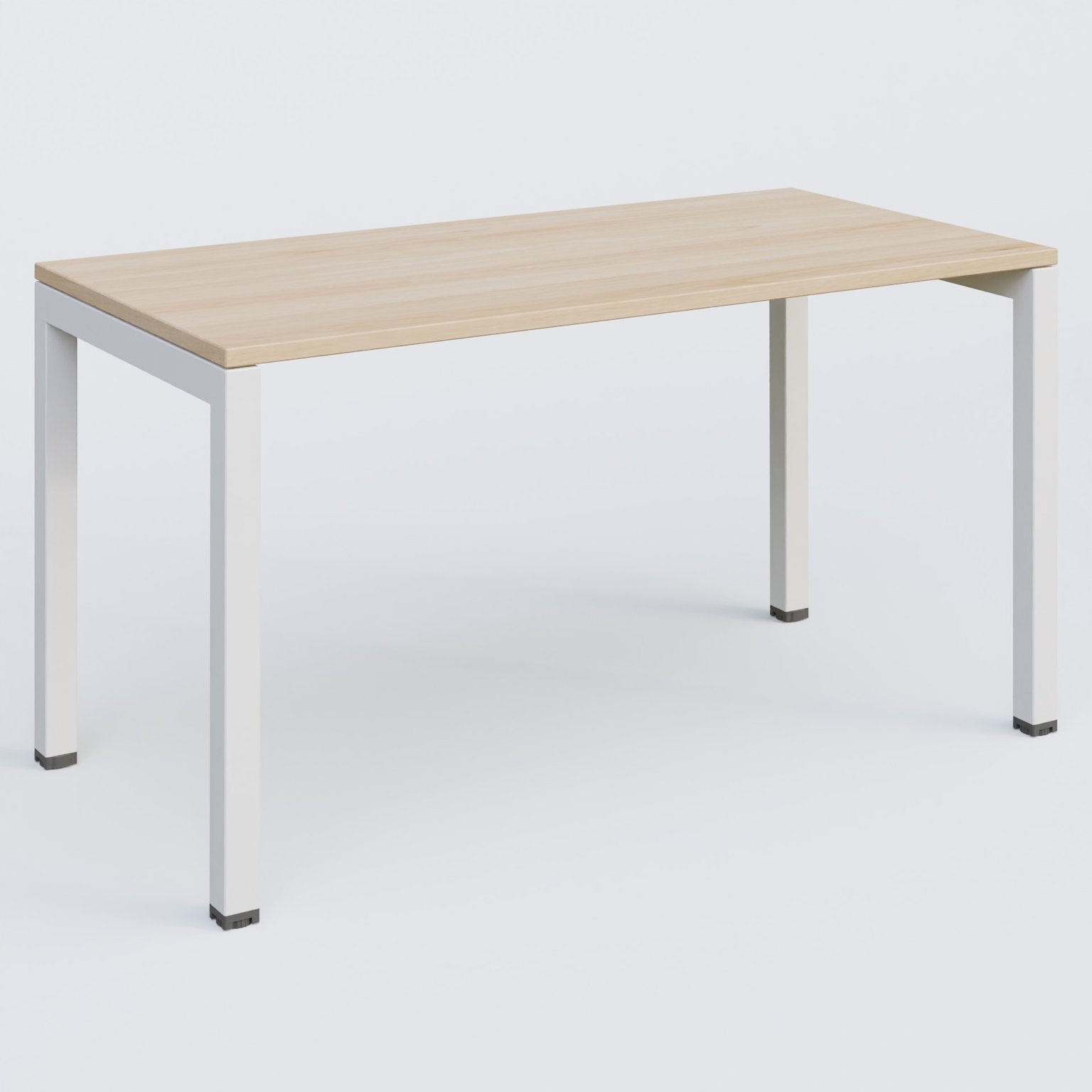 K3 Plateau droit 140x70 pieds fixe. Plateau Hêtre et pietement Blanc.