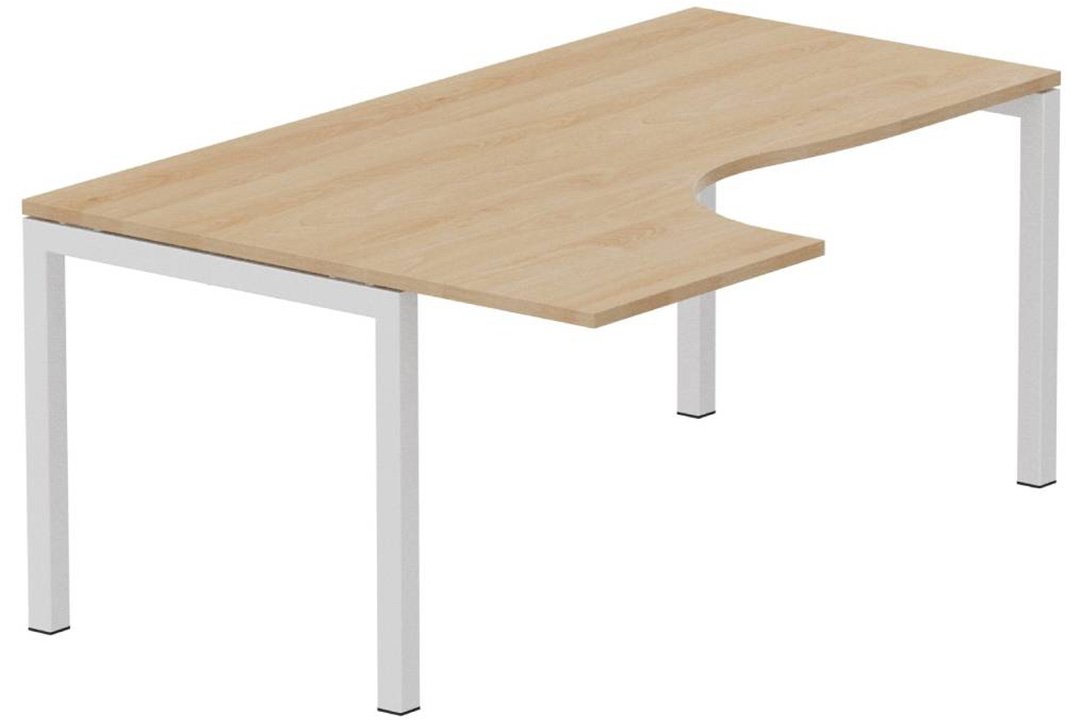 Plan Compact 90° asymétrique 180x120x80/60cm retour à gauche hêtre/blanc