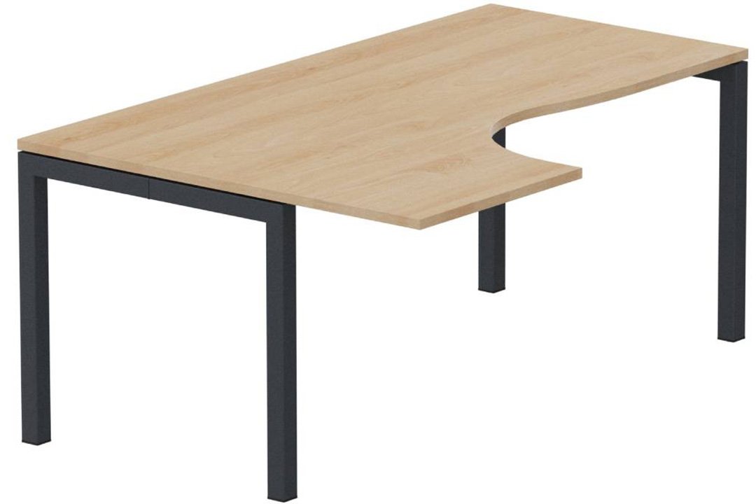 Plan Compact 90° asymétrique 180x120x80/60cm retour à gauche hêtre/anthracite