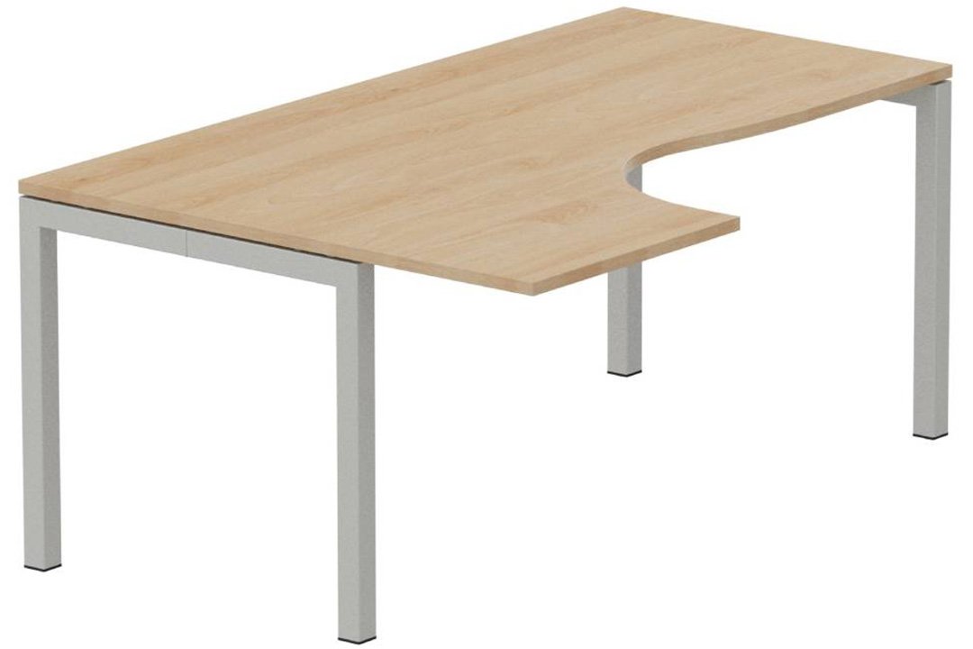 Plan Compact 90° asymétrique 180x120x80/60cm retour à gauche hêtre/aluminium