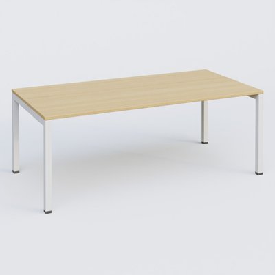 Gamme K3 - Plans droits - K3 Plateau droit 200x100 . Plateau Chêne clair et pietement Blanc