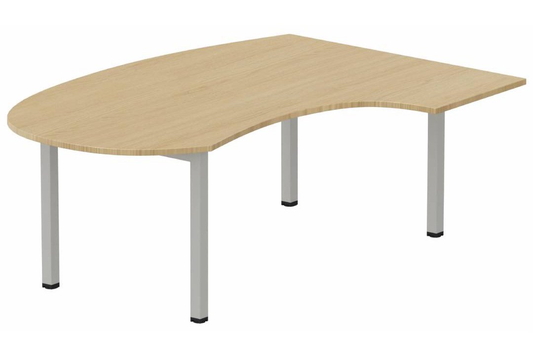 K3- Plan compact 90° asymétrique Manager 190x141x104/60cm sur pied de soutien - retour à droite - Finitions = Plateau : Chêne (CE) /Piétements : alu