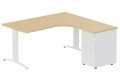 K2- Plan compact 90° asymétrique 180x162x80/60cm avec caisson HB métal 3 tiroirs - retour à droite