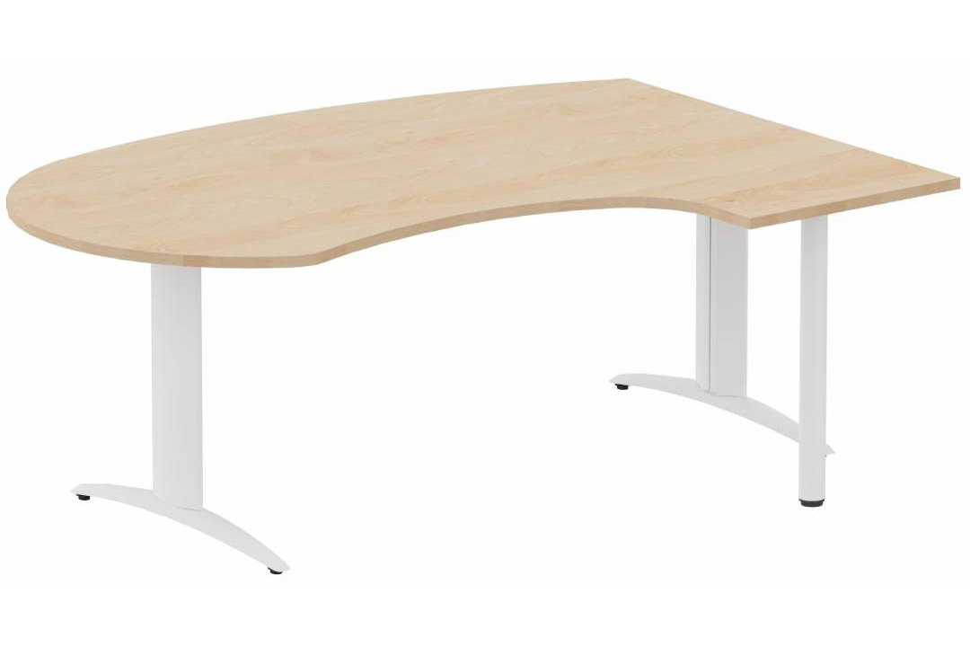 K2 compact 90° manager 190x141x104x60cm sur pied de soutien, plateau hêtre, structure blanc