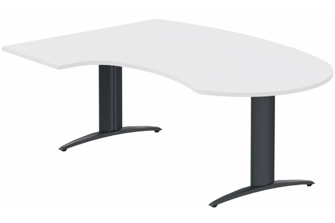K2 compact 90° manager 190x141x104x60cm sur pied de soutien, plateau blanc, structure anthracite