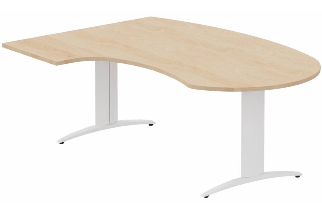 K2 compact 90° manager 190x141x104x60cm sur pied de soutien, plateau hêtre, structure blanc