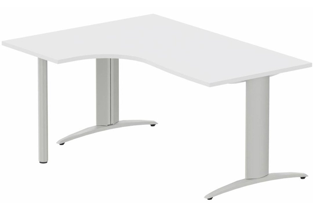 Plan Compact 90° asymétrique 180x120x80/60cm retour à gauche sur pied de soutien blanc/aluminium - sur délai