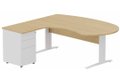 K1 Voile de fond Bois-  Plan compact 90° asymétrique Manager 190x183x104/60cm avec caisson HB métal 3 tiroirs - retour à gauche
