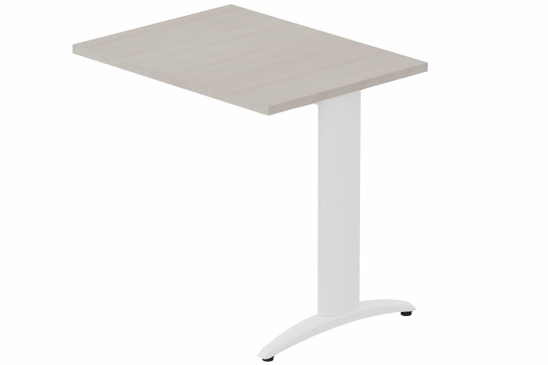 Retour direct 100x60cm sur pied, plateau acacia, structure blanc