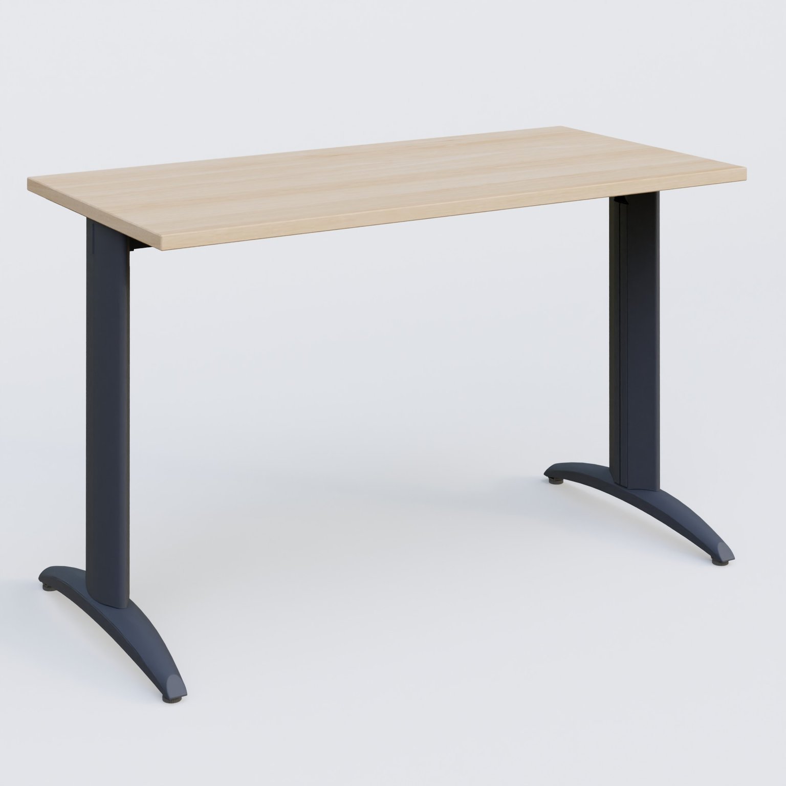 K2 Plateau droit 120x60 pieds fixe. Plateau Hêtre et pietement Anthracite.
