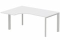 Plan Compact 90° asymétrique 180x120x80/60cm retour à gauche blanc/aluminium - sur délai