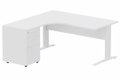 K1 VDF BOIS Compact 90° asymétrique 180x162x80/60cm retour à gauche avec caisson HB bois 3 tiroirs blanc/blanc - sur délai
